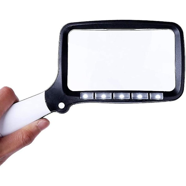 2x Foldbar Forstørrelsesglas med 5 LED-lys - Bærbar håndholdt Lupe