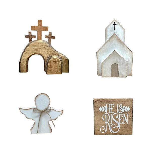 Jesus Grav Easter-brettsett i tre, rustikk, lagdelt