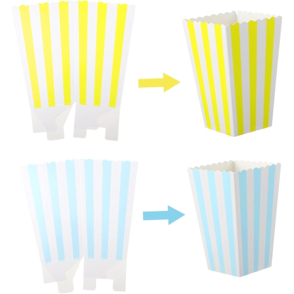 Popcorn-astioita 60 kpl Raidallisia Popcorn-laatikoita Värikkäitä Välipala-astioita