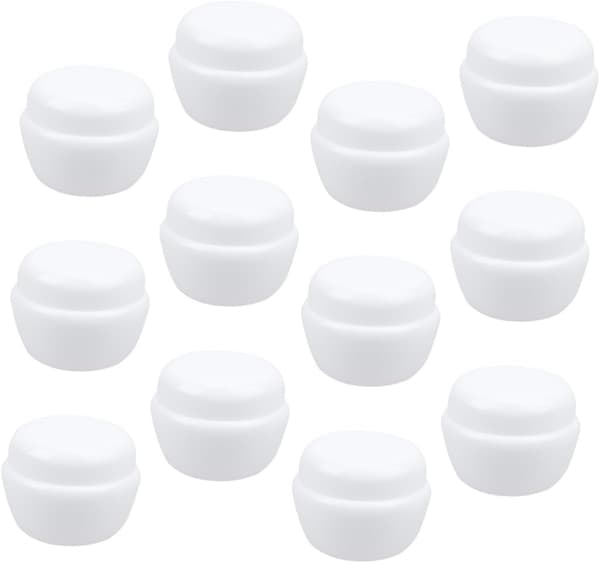 12 st svampformade plastburkar med siktflaskor, läckagesäkert innerlock