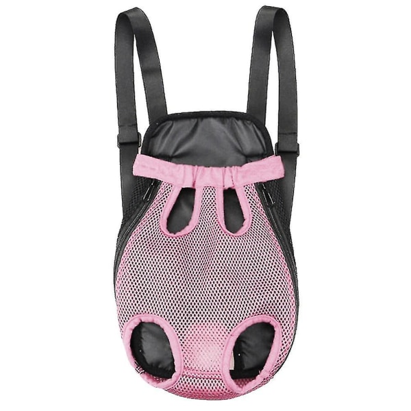 Pet Carrier Ryggsäck Justerbar främre Katt Hund Ben Tail Out Bröst resväska Pink XL