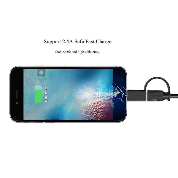 Vention 2-in-1 Micro USB 2.0 Datakaapeli iPhone ja Androidille