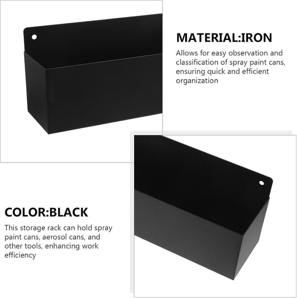 Spraydåseholder Multifunktionelt Design Jern Vægmonteret Stativ Sort Slank Stilfuld Organizer