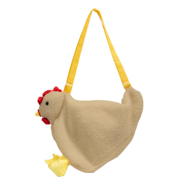Cute Chicken Plys håndtaske Skulder Tote Cute Cartoon Chicken Plys Crossbody Taske-yuhao Khaki