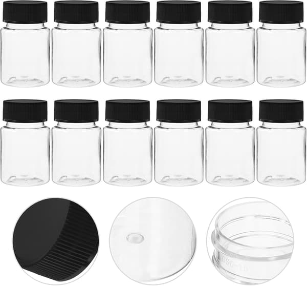 12 st 50 ml PET-provflaskor med skruvkorkar, påfyllningsbar design med bred öppning