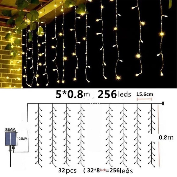 Icicle String Lights Christmas Twinkle Fairy Curtain Solar