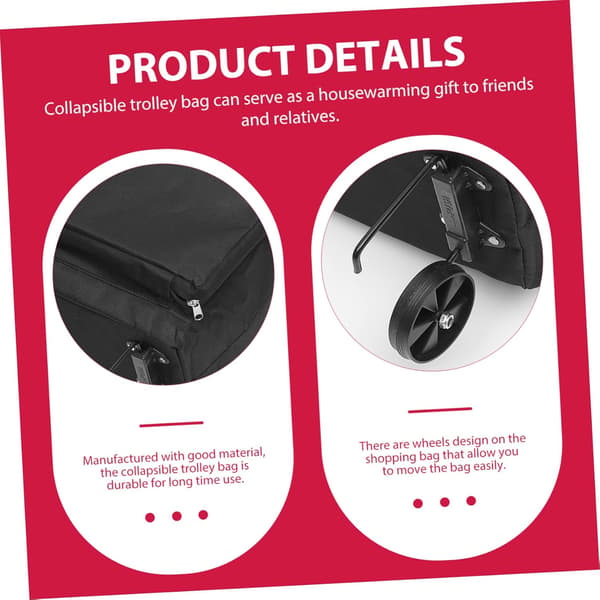 Sammenleggbar trillebag, sammenleggbar handlepose med hjul, sammenleggbar