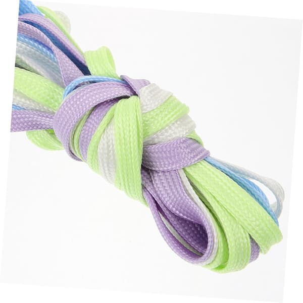 4 par lysende snørebånd, fladt design, slidstærkt polyester PP, assorterede farver