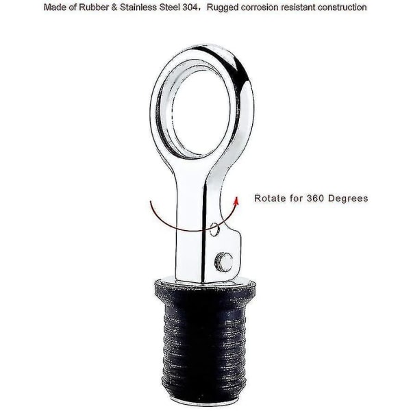 Båtavtappningsplugg, justerbar dräneringshålsplugg 304 rostfritt stål Gummi dräneringsplugg Passar till avtappning1st