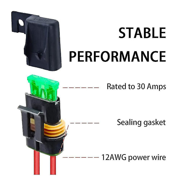 Kompatibel med Inline Sikringsholder, 6-pakning Vanntett 12awg Gauge Ledningsnett