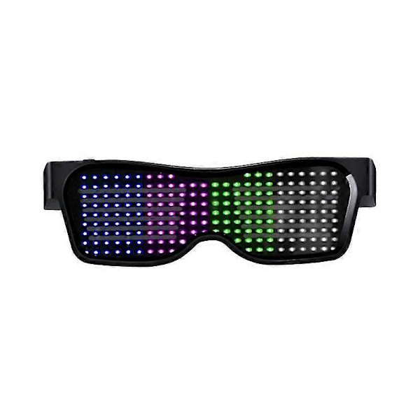 App-styrede Bluetooth LED Party Briller med Tilpassede Sprog, USB Opladning, Blinkende Lysende Briller til Jul, Koncert, Solbriller Four Colors