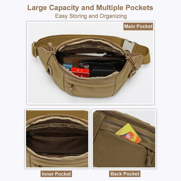 Tactical Waist Bag, Nylon Oxford Utility Multipurpose Edc Crossbody Strap Bag Brystryggsekk (brun)
