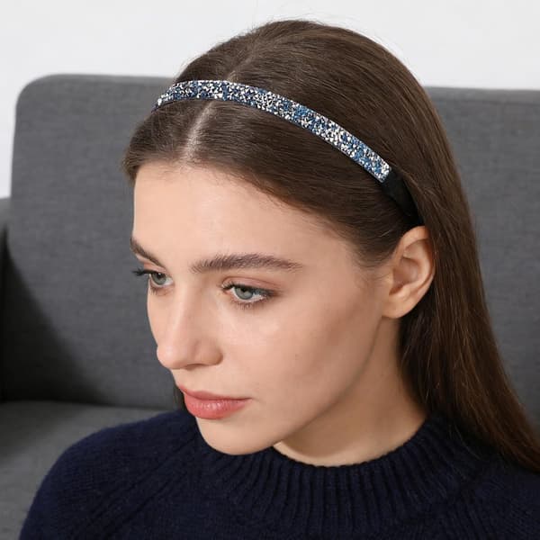 6 st röda strass elastiska hårband för kvinnor – glittrande pärlstavade halkfria hårband
