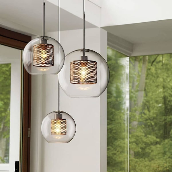 1-lys 20 cm LED-pendellampe i glass, retro