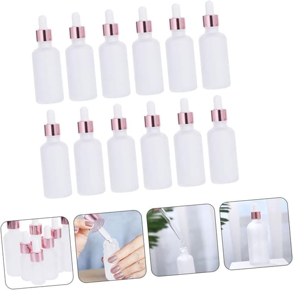 Matta frostat glas ögondroppflaskor 12 st 50 ml påfyllningsbara tomma reseflaskor för underförpackning