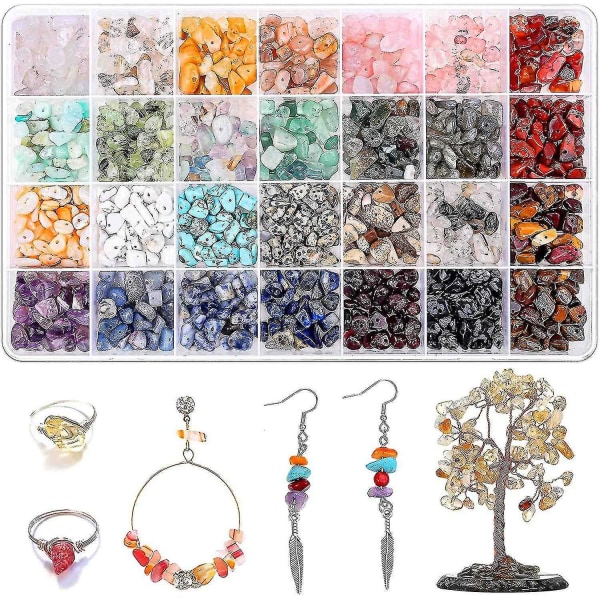 1400 stk krystal smykkefremstillingssæt 28 farver ædelstensperler