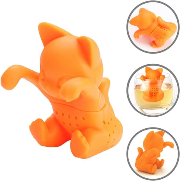 Silikone te-infuser sæt med brugervenligt design 3 stk. sød kat orange