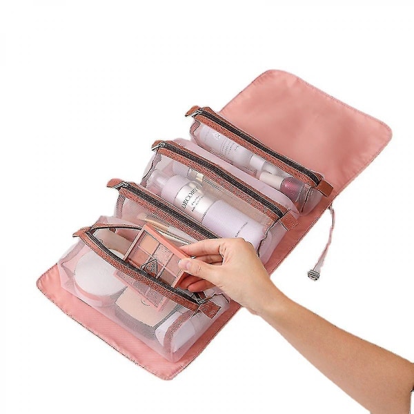 Rosa avtagbar kosmetisk väska Bärbar med stor kapacitet
