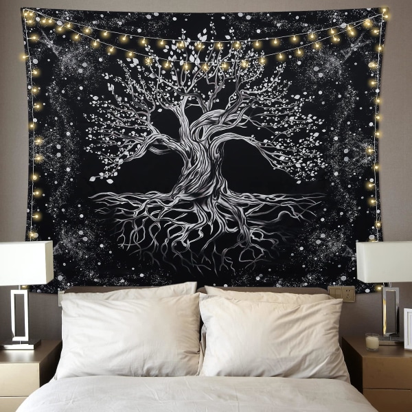 Livets Tre Tapestry Veggteppe Svart Hippie Galaxy Rom Tapestry Veggkunst Stoff Tapestry Soverom Estetisk Fest Dekor (130x150 Cm, Galaxy)