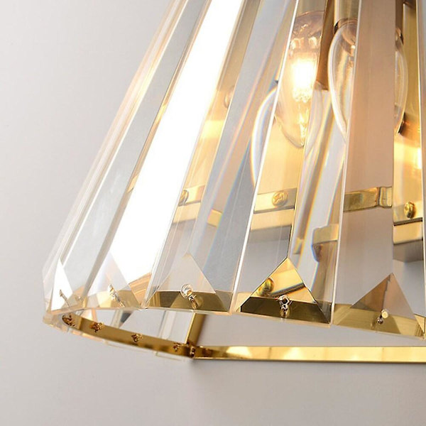 3-armet Vegglampe i Messing med Krystallglass