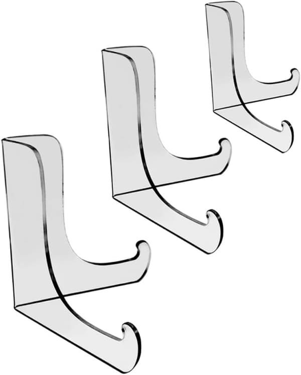 3 stk. akrylplatedisplaystativsett – små, mellomstore, store staffeliholdere