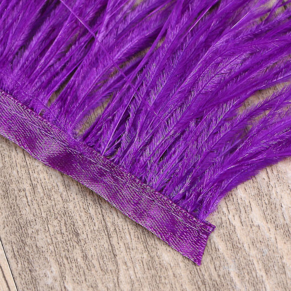2 m strudsefjer simulerede trim frynser med satinbånd tape til kjole syning Håndværk Kostumer gør-det-selv dekoration (lilla)
