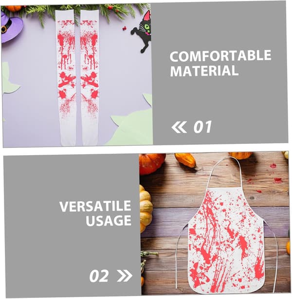 Gjenbrukbart Halloween Blodig Forkle Hansker og Sokker Sett Myk Polyester Skummelt Blodflekket Kostymerekvisitter