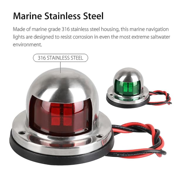 2 stk. LED Navigationslys Dæksmontering, 12V Nye Marine Sejllys