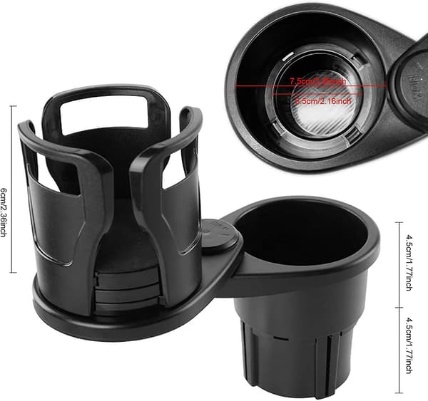 Dobbel koppholder til bil, Multifunksjonell koppholderforlengeradapter, 2 i 1 justerbar bilkopp