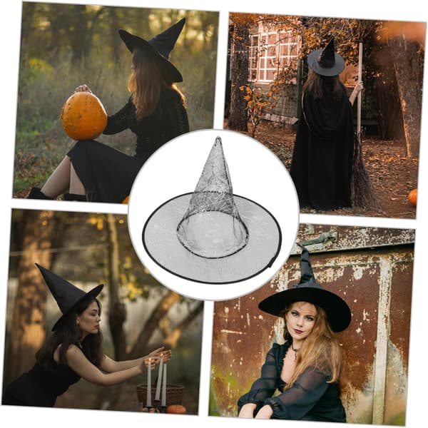 Heksehat til Halloweenfest Cosplay Kostume Tilbehør Kegleformet Sort Elegant Stil til Kvinder