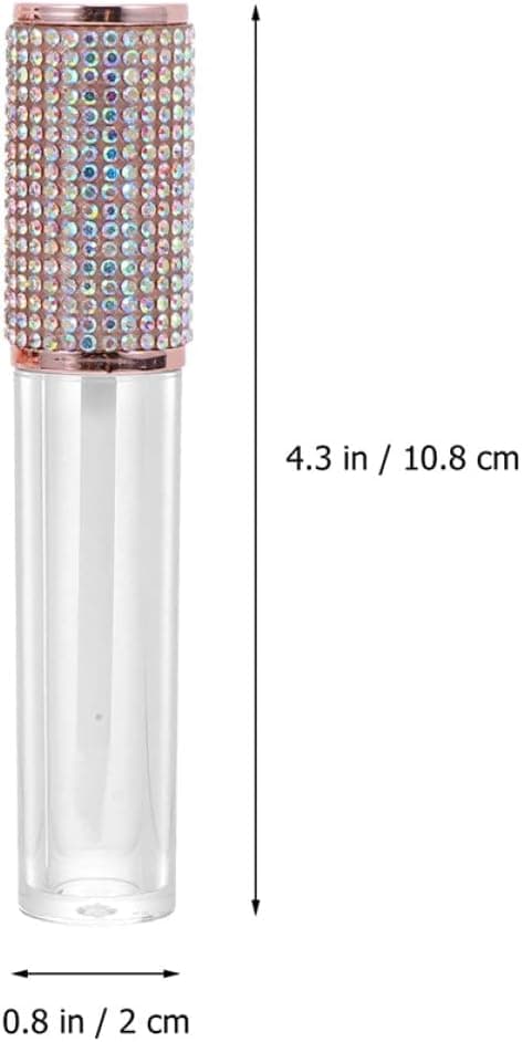 4 stk. diamantlipglossbeholdere med fargerike rhinsteiner, kompakte påfyllbare leppeoljerør for reise