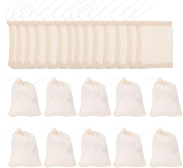 60 st örtdekoktpåsar Soppåsar Bomullsmuslin Lätt att bära Multifunktionell användning Beige