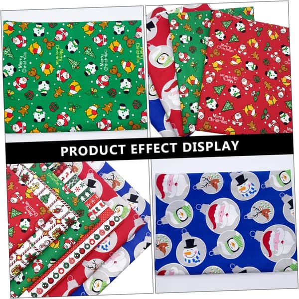 6 stk. juleprintet bomuldsklud til quiltning, DIY patchwork, multifunktionelt håndlavet materiale
