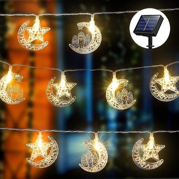 Solar Ramadan Dekor String Lights Star Moon Castle 8 moduser