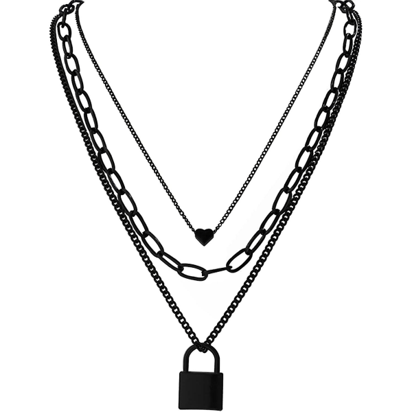 Htooo Staplade Halsband För Kvinnor Kedjor Grunge Layered Necklace Estetiskt hänge Multilayer Choker