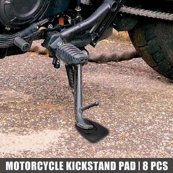 Motorsykkel Kickstand Pad Parkeringsstativ Side Stand Extension Padblack8 stk