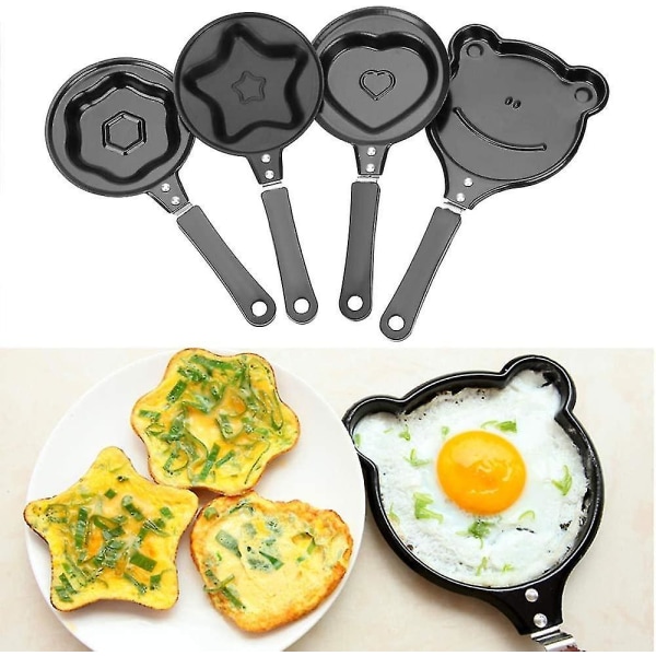 Sort Mini Morgenmad Æg Stegepande Non-stick Hjerte