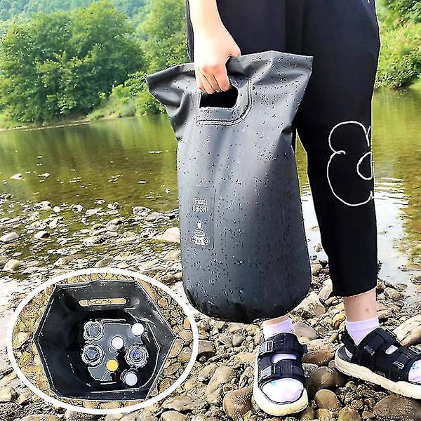 Udendørs Foldbar Spand, Bærbar Camping Picnic Bilvask Spand, 1 stk. Sort 20L