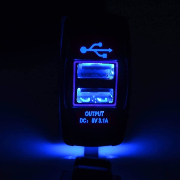 USB laddareuttag Bil Dual Adapter Power LED-ljus