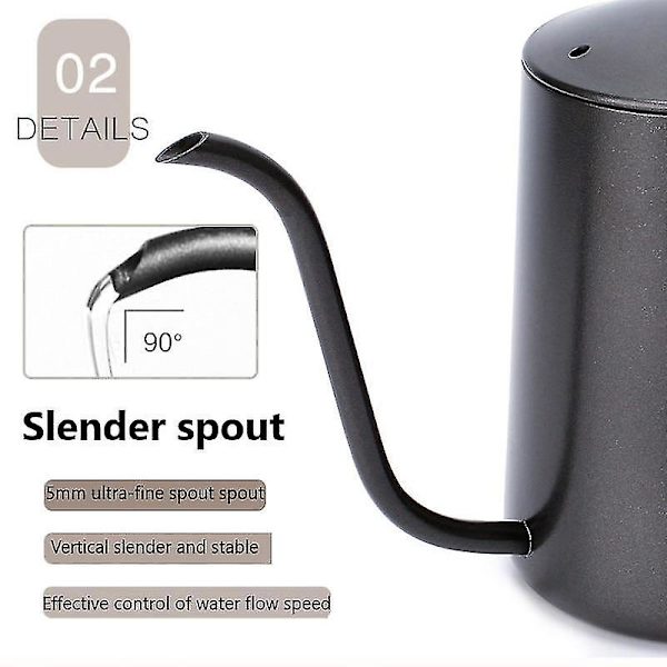 600ml Hånd-Punch Pot Kaffe Dryptud i Rustfrit Stål