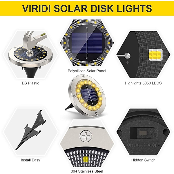 Solcelle-Udendørs Have Spotlys, 4-pak 16 Led Solcelle Spotlight Udendørs Belysning Ip65 Vandafvisende Stai