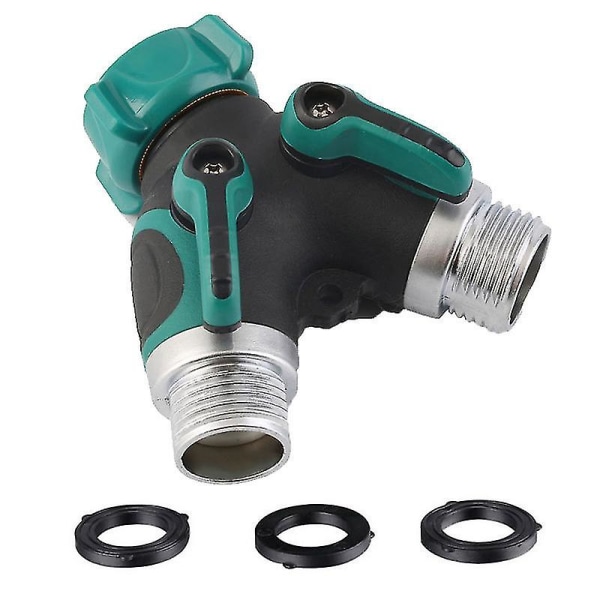 Have Splitter, 2-vejs Slangehaneforbindelse, Udendørs Dobbelt Y-Ventil Vandhane Splitter, 2 x 3/4\" Hurtigkobling - Connector1pcsgreen