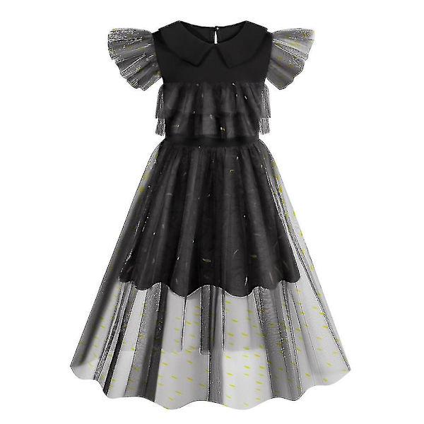 Keskiviikko Addams Vintage Gootti Rypytetty Tyyli Tulle Up Pukeutuminen Tytöille Lapsille 3-4 Years