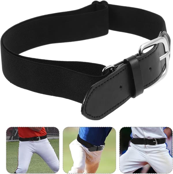 Ungdom Svart Baseballbelte Softball Midjebelte Elastisk Nylon PU Sinklegering Solid Stilig Slitesterkt Sportstilbehør