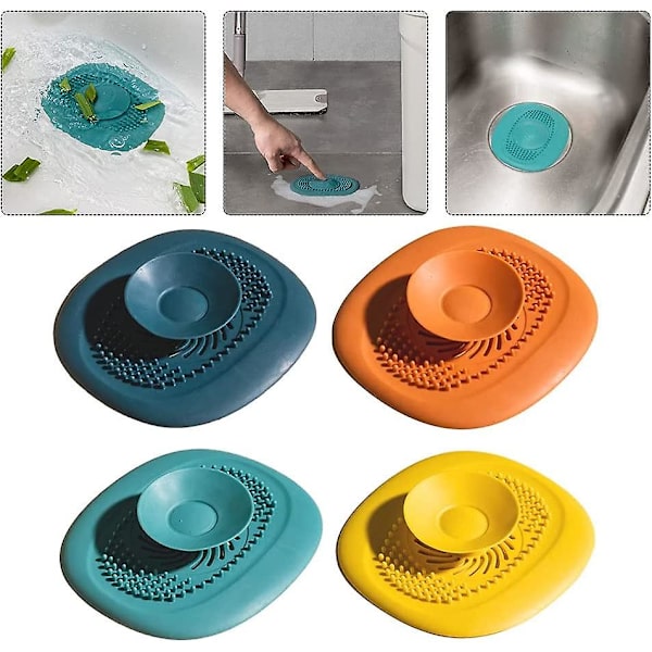 Silikon Golvbrunn Hårfälla Badrum Dusch Sil  4-pack