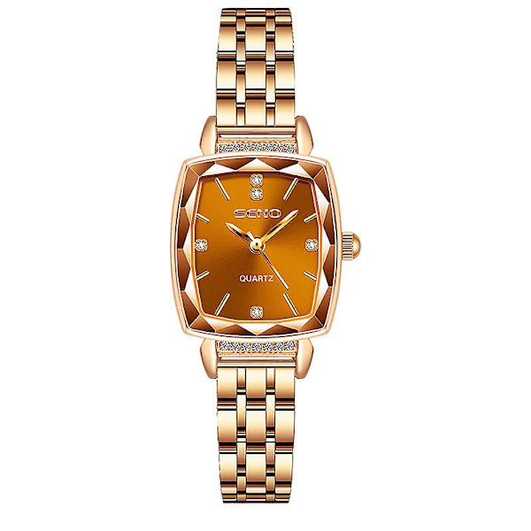 Kvarts Vattentät Klocka Mode Allmatch Solid Fint Stålband Icke-mekanisk Klocka Liten Kvadratisk Klocka Rose gold red steel belt