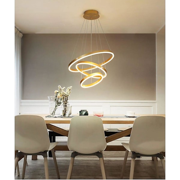 3-cirkel LED-Hänglampa Nordisk Design Guld Ljus