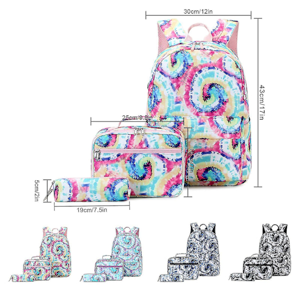 Resväska Ryggsäck Skolryggsäckar Isolerad Lunchpåse Mode Casual 3-pack Student Picknick Rosa Pennfodral För Flickor blue