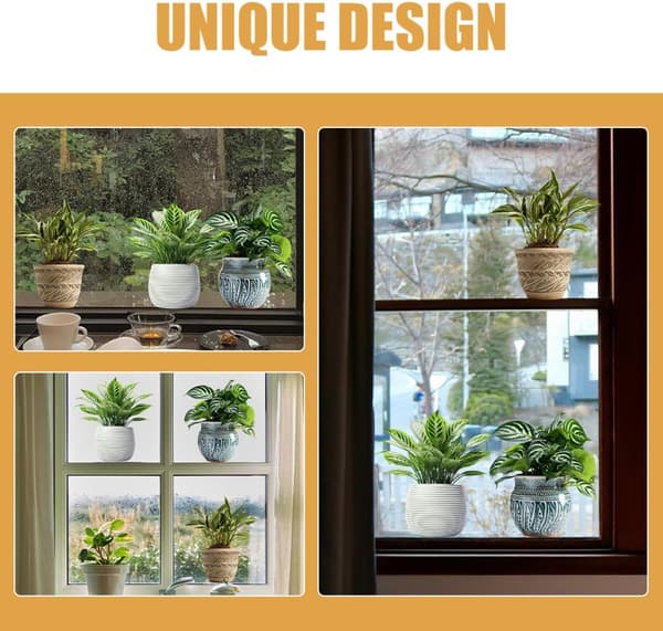 3 ark självhäftande väggdekaler med krukväxtdesign, PVC-material