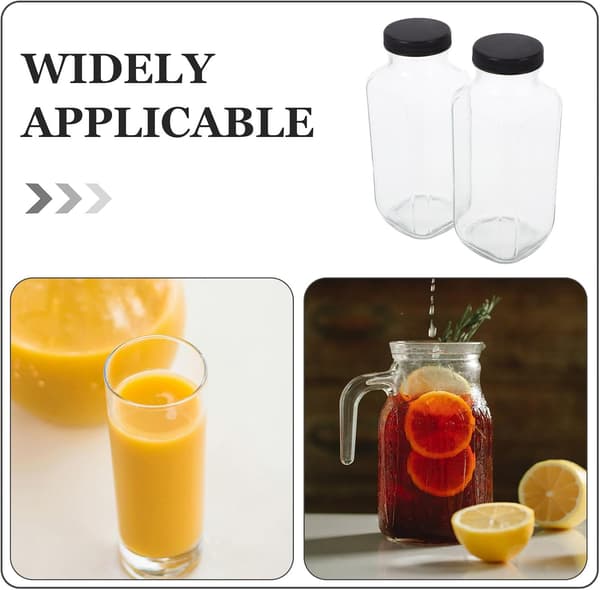 4-pack glasjuiceflaskor med lock 500 ml fyrkantiga återanvändbara glasflaskor